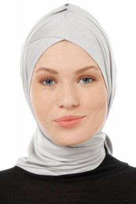 Isra Cross - Lysegrå One-Piece Viskos Hijab