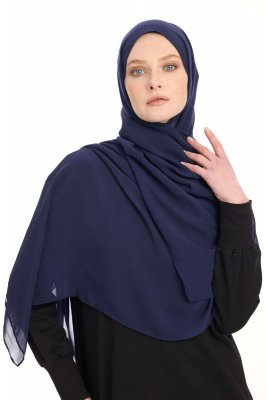 Chiffon Hijab - Marine Blå