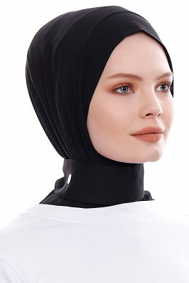 Narin - Sort Praktisk One Piece Crepe Hijab