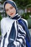 Emel - Marine Blå & Hvid Mønstrede Hijab - Sal Evi