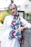 Beyza - Pink & Blå Mønstrede Hijab - Sal Evi