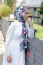 Beyza - Pink & Blå Mønstrede Hijab - Sal Evi
