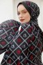Rød Mønstret Twill Hijab - Sal Evi