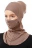 Damla - Mørk Taupe Ninja Hijab Mask Amta