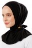 Sportif Plain - Sort & Gold Praktisk Viskos Hijab