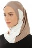 Esin - Mørk Taupe & Creme & Lys Taupe One-Piece Hijab
