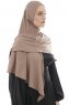 Ajda - Mørk Taupe Lynlås Hijab