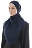 Ebrar - Marine Blå Crepe Chiffon Al Amira Hijab
