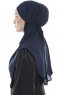 Ebrar - Marine Blå Crepe Chiffon Al Amira Hijab