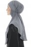 Ebrar - Mørkegrå Crepe Chiffon Al Amira Hijab