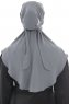 Ebrar - Mørkegrå Crepe Chiffon Al Amira Hijab