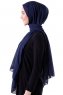Hadise - Mørk Marineblå Chiffon Hijab
