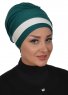 Elsa - Mørkegrøn & Creme Bomuld Turban