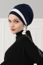 Elsa - Marine Blå & Creme Bomuld Turban