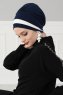 Elsa - Marine Blå & Creme Bomuld Turban