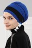 Elsa - Blå & Sort Bomuld Turban
