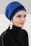 Elsa - Blå & Sort Bomuld Turban