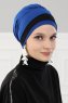 Elsa - Blå & Sort Bomuld Turban