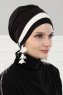 Elsa - Sort & Creme Bomuld Turban