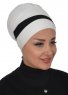Elsa - Creme & Sort Bomuld Turban