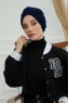 Laura - Marine Blå Bomuld Turban