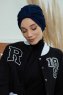 Laura - Marine Blå Bomuld Turban