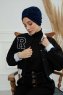 Laura - Marine Blå Bomuld Turban
