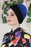 Fiona - Sort & Blå Bomuld Turban