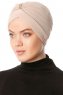 Arwa - Beige Crepe Chiffon Turban - Sehr-i Sal