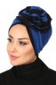 Clara - Blå & Sort Bomuld Turban