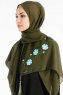 Damla Khaki Sjal Hijab Med Blommor Madame Polo 130003-2