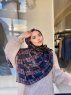 Elyas - Marine Blå Mønstred Bomuld Hijab - Mirach