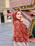 Elyas - Murstensrød Mønstred Bomuld Hijab - Mirach
