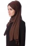 Eslem - Brun Pile Jersey Hijab - Ecardin