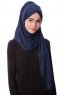 Eslem - Marine Blå Pile Jersey Hijab - Ecardin