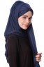 Eslem - Marine Blå Pile Jersey Hijab - Ecardin