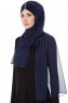 Evren - Marine Blå Chiffon Hijab
