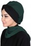 Gill - Mørkegrøn & Sort Praktisk Hijab