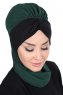 Gill - Mørkegrøn & Sort Praktisk Hijab