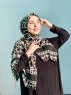 Iza - Sort & Creme Mønstred Bomuld Hijab - Mirach