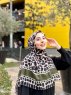 Iza - Sort & Khaki Mønstred Bomuld Hijab - Mirach