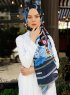 Jumana - Marine Blå Mønstrede Hijab - Sal Evi