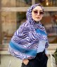 Kadifa - Marine Blå & Beige Mønstred Bomuld Hijab - Mirach