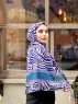 Kadifa - Marine Blå & Beige Mønstred Bomuld Hijab - Mirach
