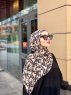 Lamia - Creme Mønstred Crepe Hijab - Mirach
