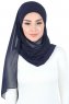 Malin - Marine Blå Praktisk Chiffon Hijab