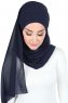 Malin - Marine Blå Praktisk Chiffon Hijab