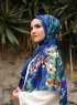 Marwa - Blå Mønstred Crepe Hijab