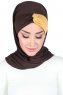 Mikaela - Brun & Sennepsgul Praktisk Bumuld Hijab
