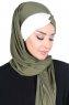 Mikaela - Khaki & Creme Praktisk Bumuld Hijab